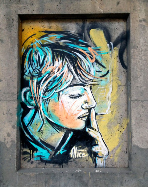 Woman with cigarette  - street art